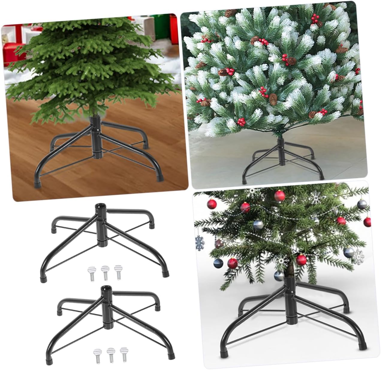 2pcs Christmas Tree Base Stand Artificial Xmas Tree Holder Smooth Finish Easy Installation Support for Holiday Decorations