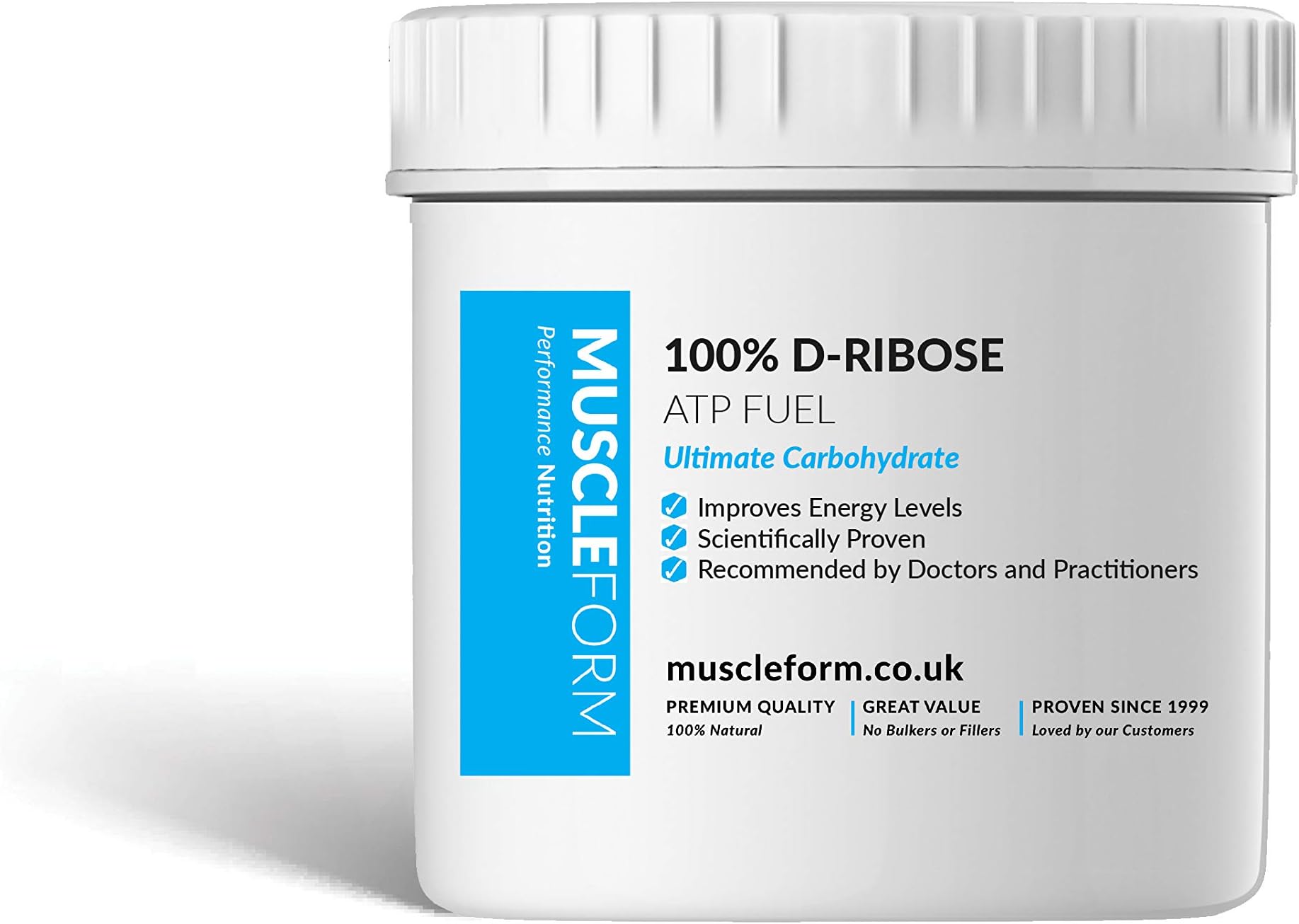 Muscleform D-Ribose ATP Fuel 100% Pure 250g Powder - 50 Days Supply | Free Express Delivery