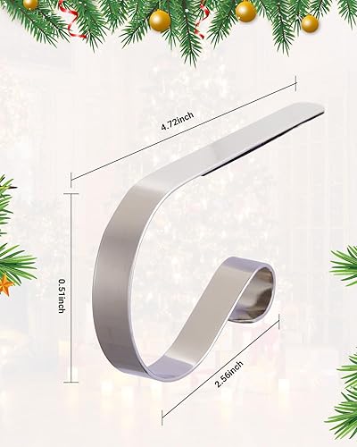 Miniatura 7 de Soportes de calcetín de Navidad para repisa, juego de 6, soportes de calcetín ajustables antideslizantes para repisa, ganchos de calcetín para