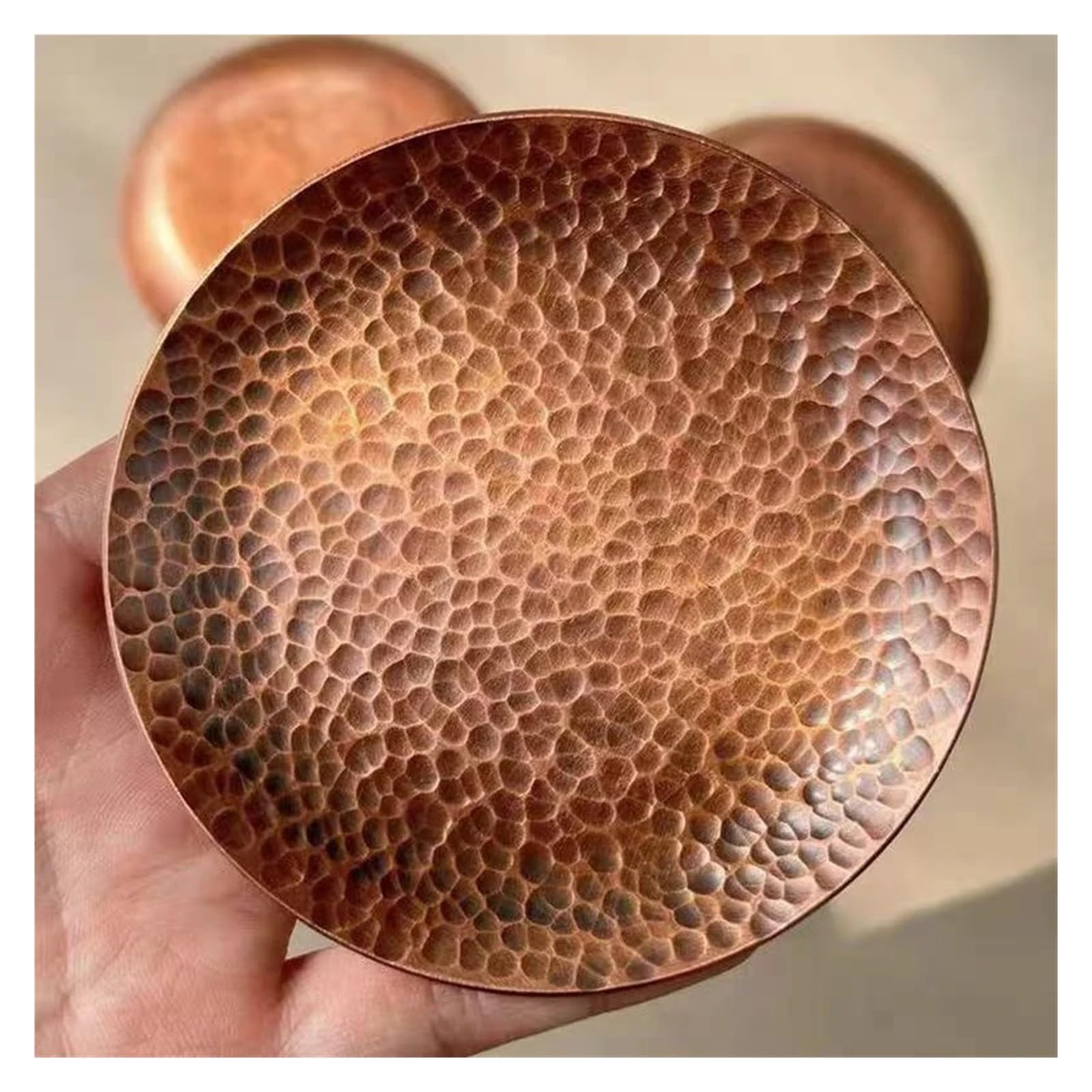 Plateaux martelés Mini plateau de tasse à café en cuivre rouge vintage