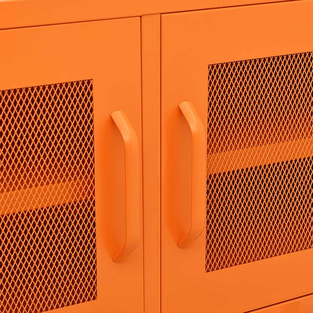 Metal TV Cabinet with 2 Mesh Doors with a Shelf Inside, Steel Entertainment Center TV Console Table Media Furniture TV Stand for Living Room, Office, Bedroom, Orange 41.3"x13.8"x19.7"