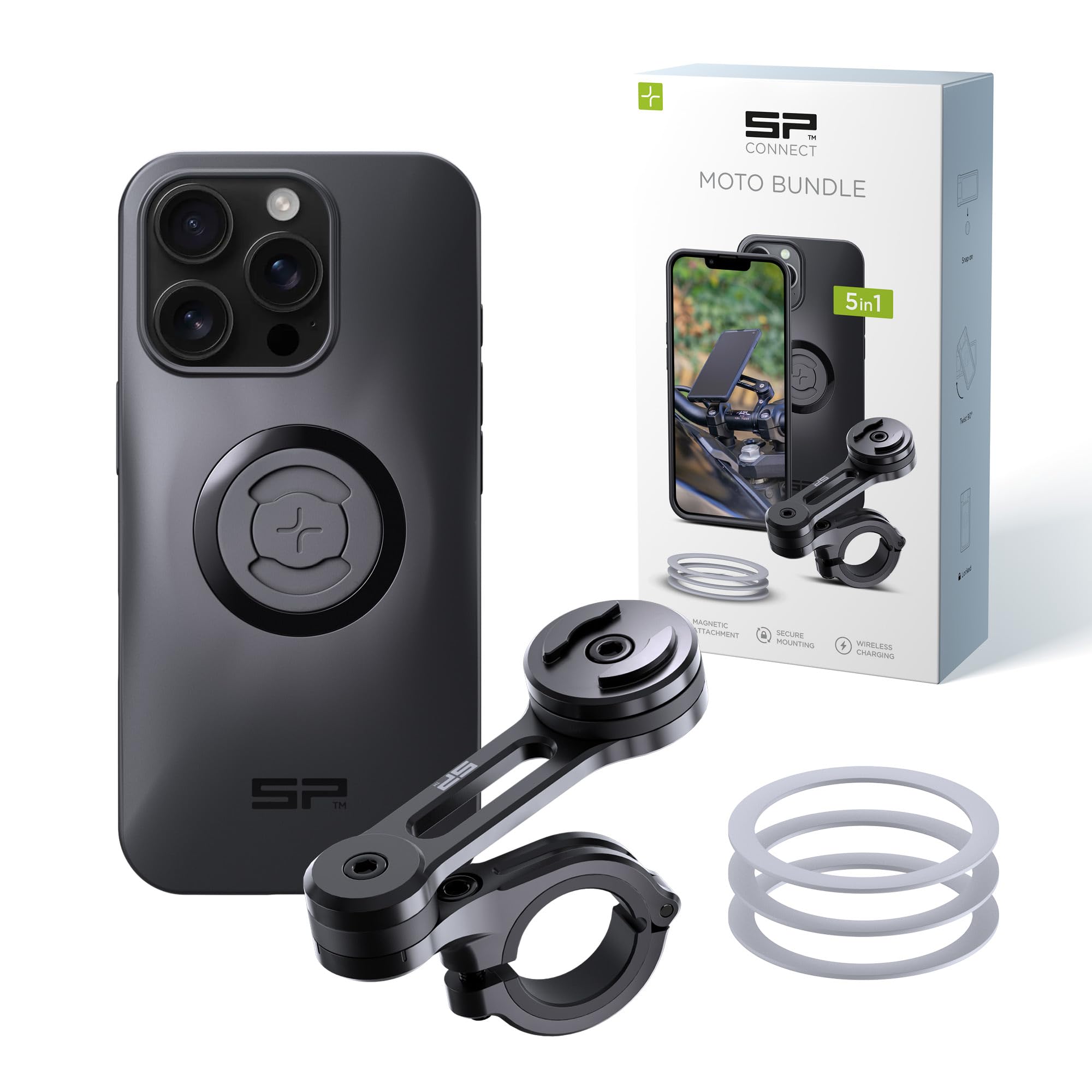 SP CONNECT Moto Bundle II, SPC+, kompatybilny z iPhone 16 Pro, uchwyt na telefon komórkowy, do motocykla, motoroweru, skutera, gadżetu, do nawigacji
