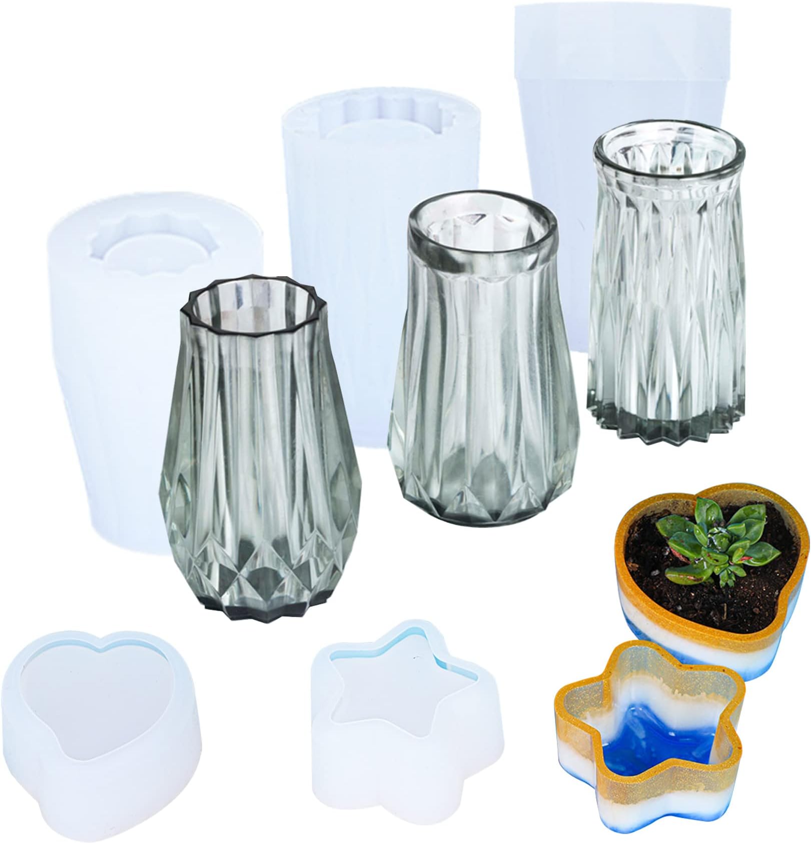 DIY Silicone Vase Mold, Planter Flower Pot Resin Silicone Mould, Flower