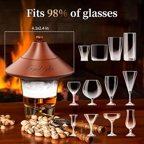 Miniatura 6 de Kit de ahumador de cóctel con antorcha y vaso de whisky, chips de madera de 6 sabores y 3 piedras de whisky para whisky y bourbon, regalo para