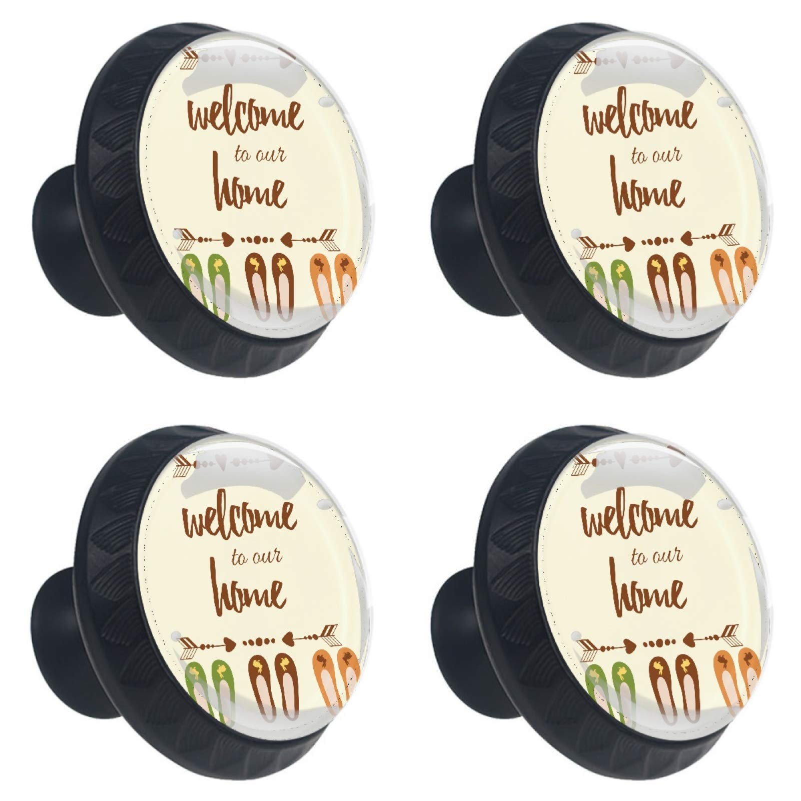 Boutons de meuble Welcome to Our Home en verre pour tiroir et armoire 30mm