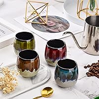 Vista 8 de Tazas de cerámica para café expreso, tazas de té pequeñas, tazas de degustación, taza mate de cerámica (2 x 3 onzas, marrón)