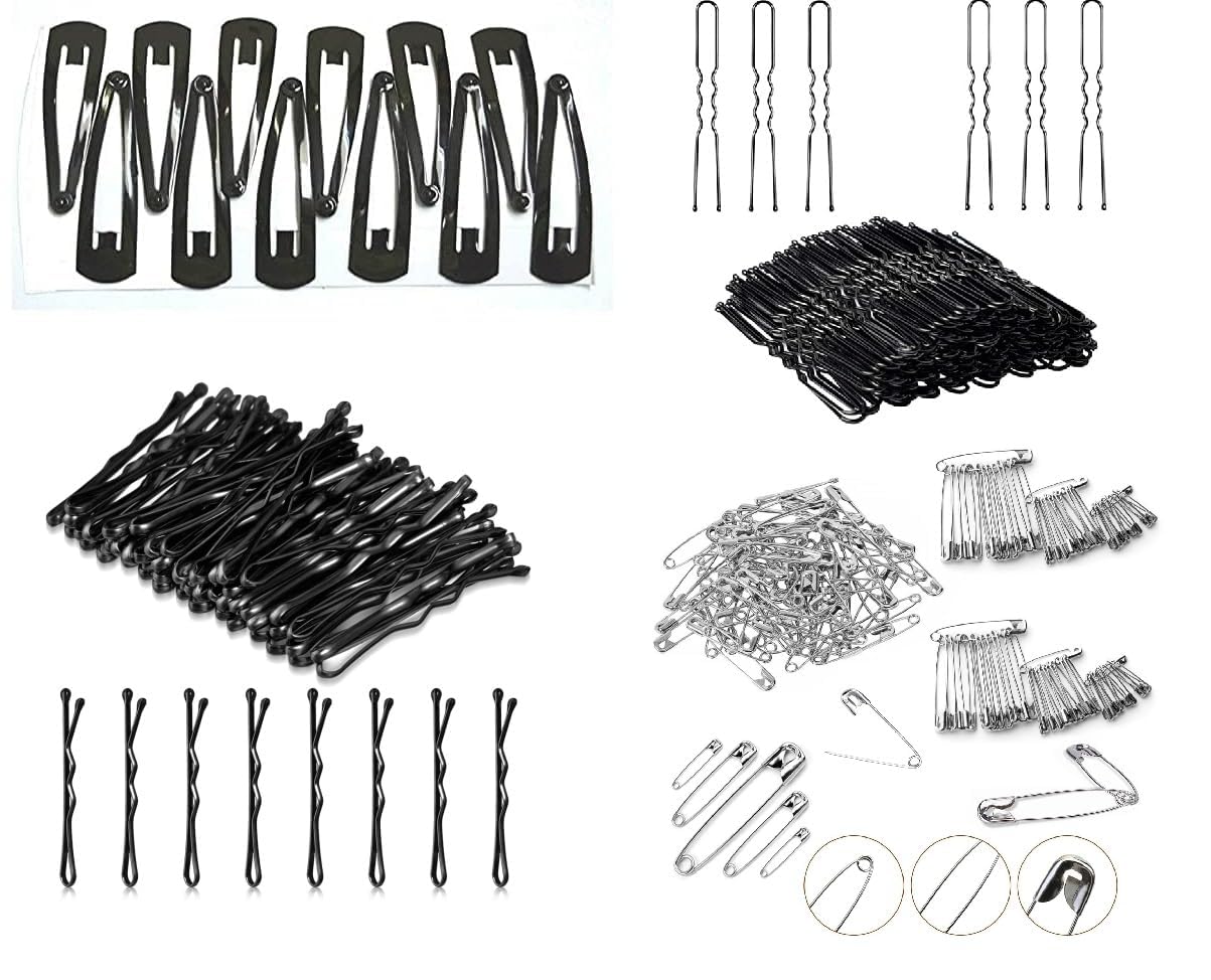 48 pcs Glossy Black Metal Tic Tac Hair Clips for Women and girls suitable for all hair types (Medium size-4cm)