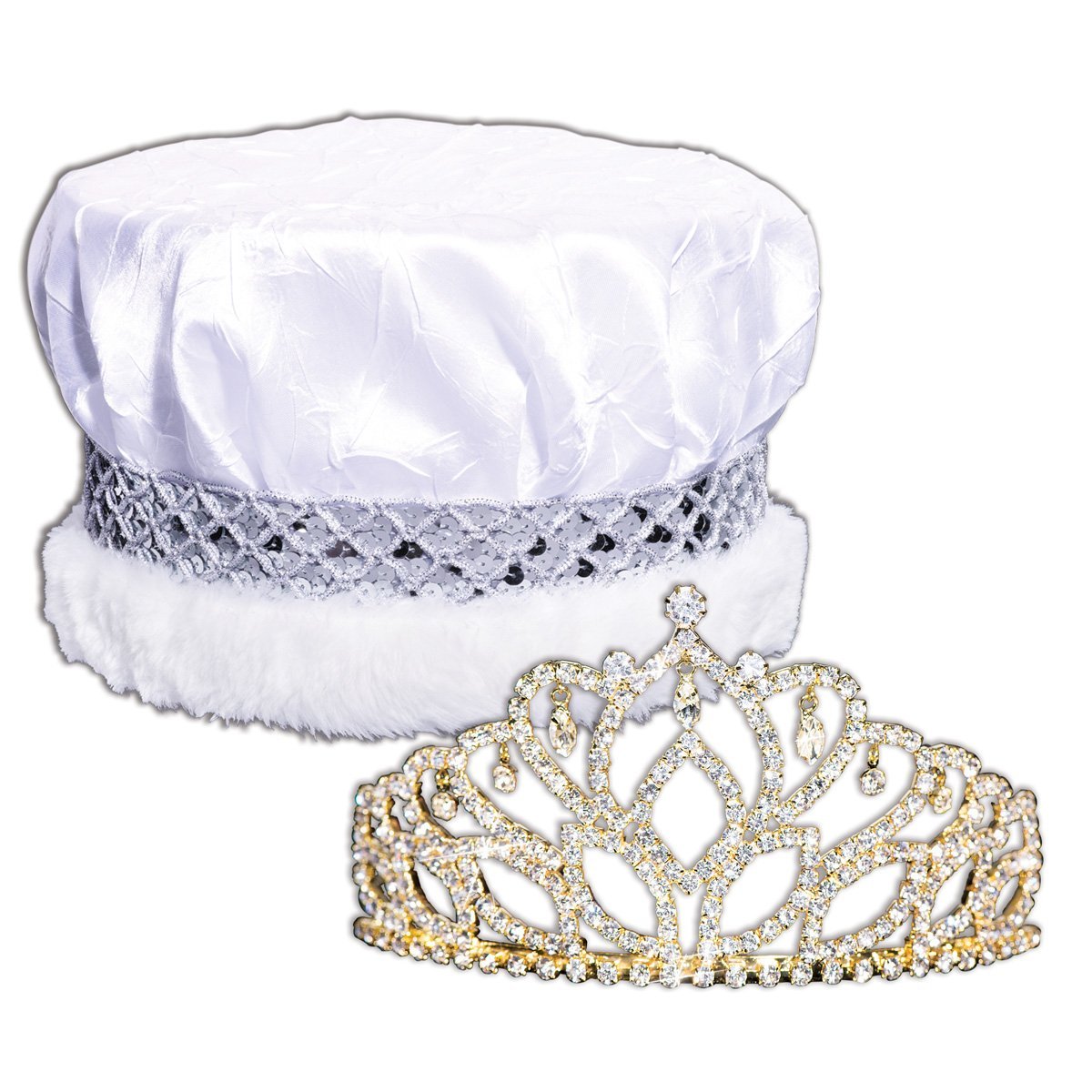Anderson's Royal Grandeur Set, Mirabella Tiara/White Crown/Silver Band/White Fur
