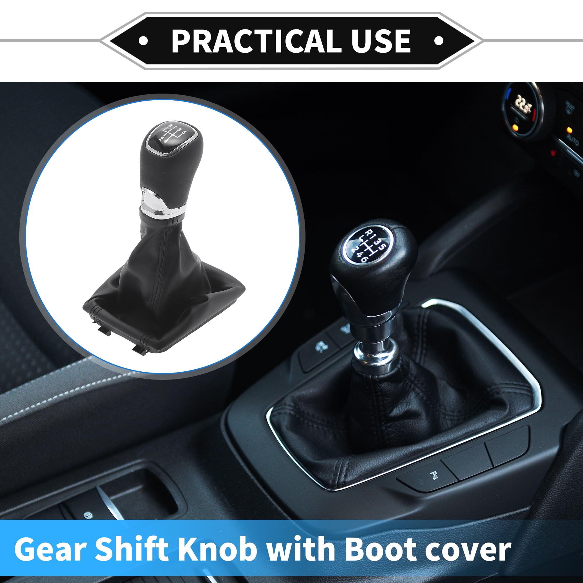 Pomello Del Cambio Manuale A 5 Velocità Per Skoda Octavia 12-21 | Nero, Plastica, Finta Pelle, 1Pc, Adatto Per Skoda Octavia 3 III 5E, Sostituzione Pomello, Facile Installazione