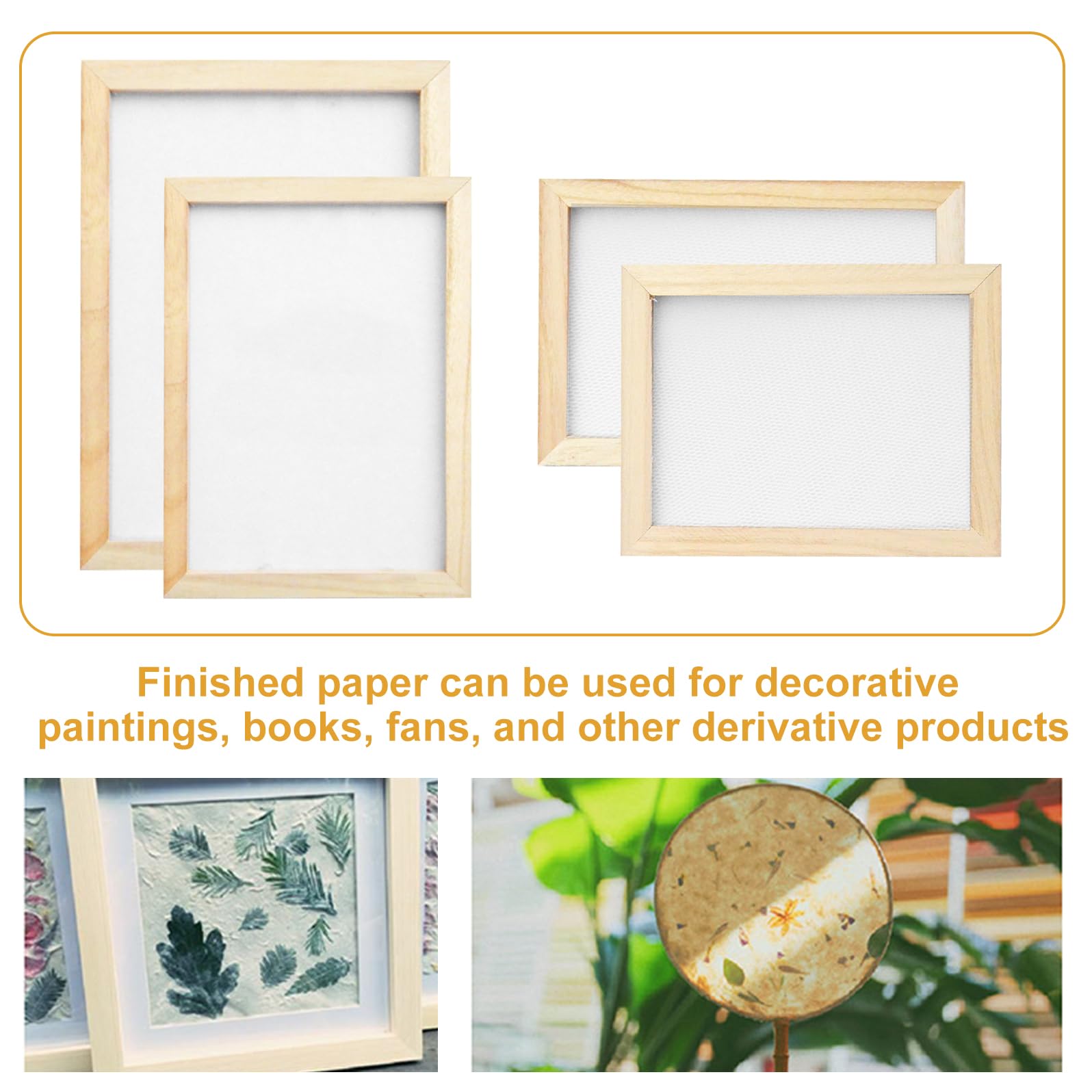 Marco Rectangular para Hacer Papel: PRITOK Pantalla para Fabricación de Papel, Papel Marco de Pantalla Tradicional, para Manualidades con Papel 4 Tamaños 15 * 18cm, 20 * 30cm, 19 * 25cm, 25 * 34cm