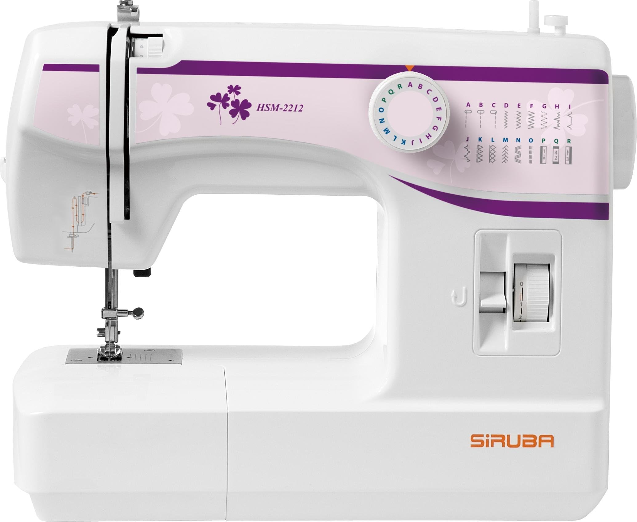 HSM-2212 Twin Needle Holder Sewing Machine for beginners, built-in 12 stitches with thread cutter, and 2 extra spool pins at rear