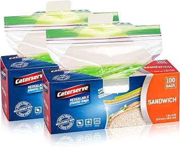 Plastic Sandwich Bags   Zip Food Bags   Transparent Lunch Bags with Ziplock Closure   200 pcs Small Snack Bag   7 x 8-inch Freezer Bags   Non-BPA Plastic   Reusable Sandwich Bags for School and Work