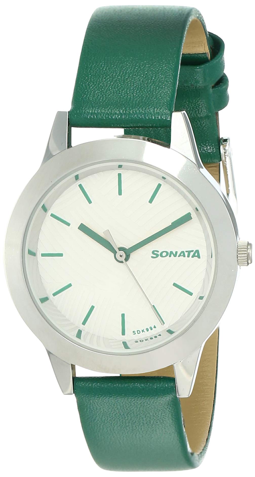 Sonata Splash White Dial Women Analog Watch With Leather Strap-NS87019SL17