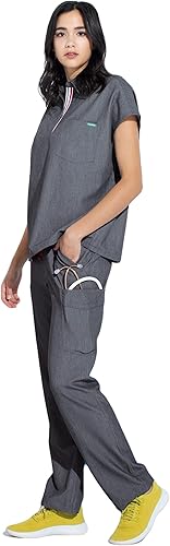 Miniatura 5 de Mediclo Camisa médica médica para mujer Capri con cuello en el pecho, bolsillo en el pecho, respetuosa con el medio ambiente, ropa de trabajo