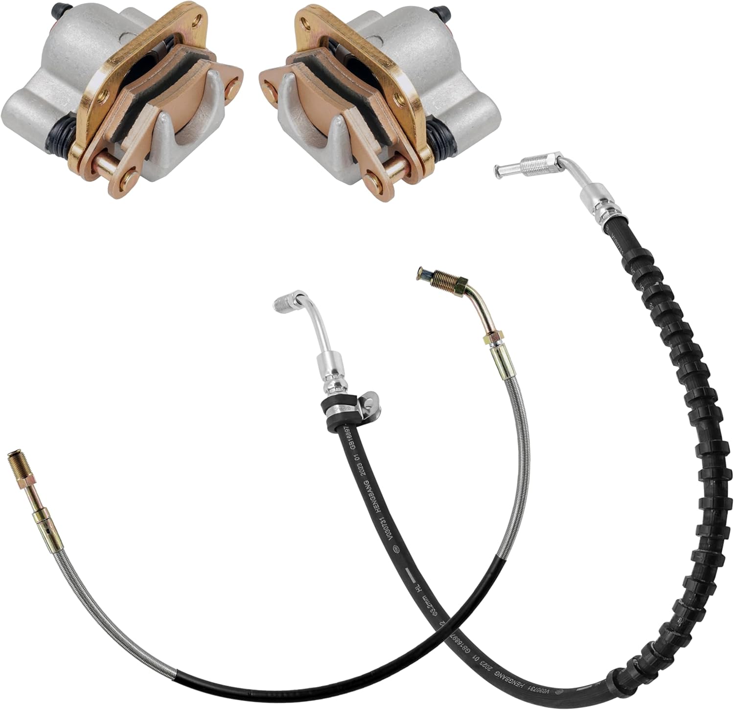 Caltric Brake Caliper w/Pad & Line Compatible with Polaris Diesel 1999-2000 / Sportsman 335 1999 / Scrambler 400 4x4 1995-1996 / Xpedition 325 2000 / Worker 335 1999 Front Right Left