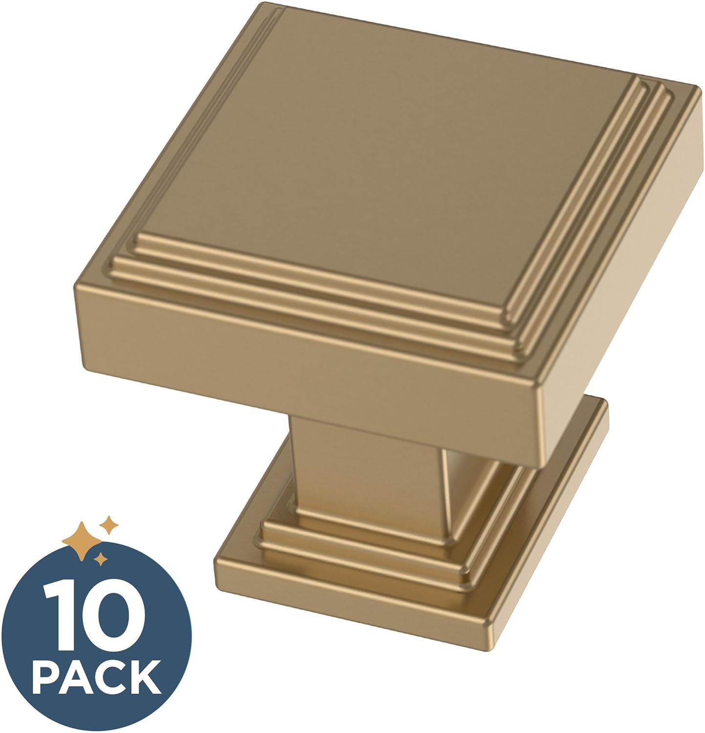 Franklin Brass 10 Pack Champagne Bronze Gold Cabinet Knobs 1 inch (25mm) Kitchen Cabinet Handles and Drawer Knobs for Cupboards, Dressers, Furniture, Bathroom Vanity |Stepped