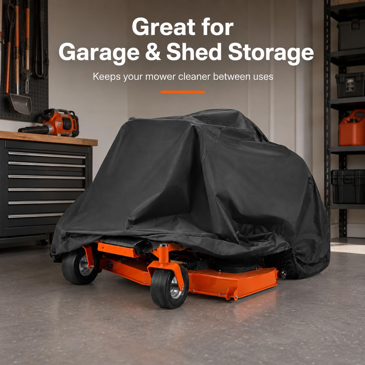 Cubierta Cortacésped de Giro Cero para Cub Cadet Tank L54 2014-2024 | Funda Cortacésped Tractor Zero Turn | Oxford 210D Impermeable UV Exterior | con Cordón Ajustable y Bolsa de Almacenamiento