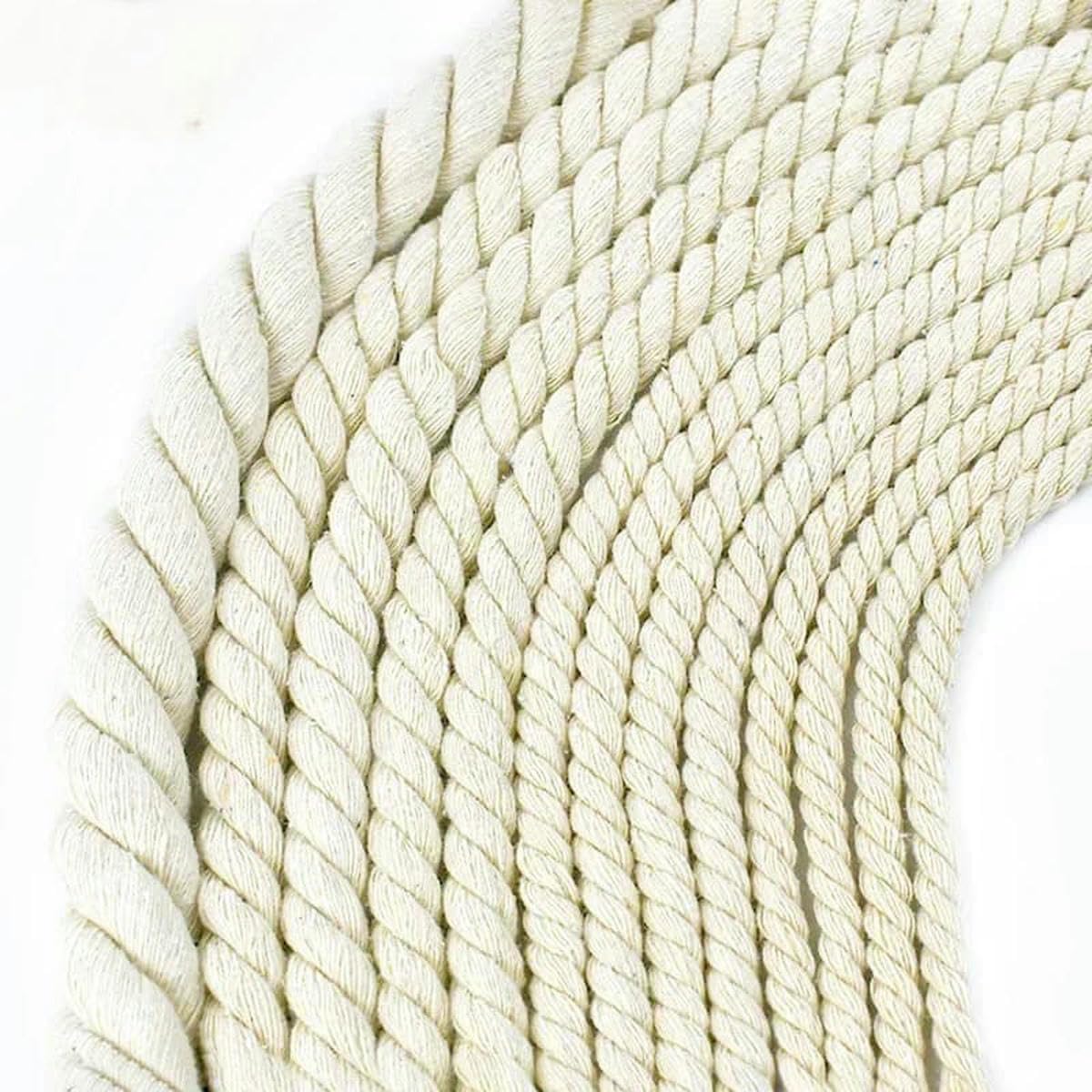 Macrame Cord Twisted String Twisted Cotton Cord 5-20mm 5 Meters Multicolor For DIY Sewing(Beige-7mm-5meters)