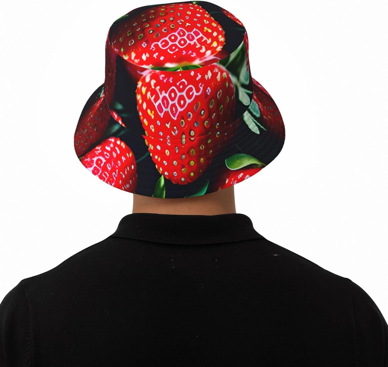 Fresh Strawberry Print Sun Hat Outdoor Fisherman Cap Summer Bucket Hat Beach for Men Women