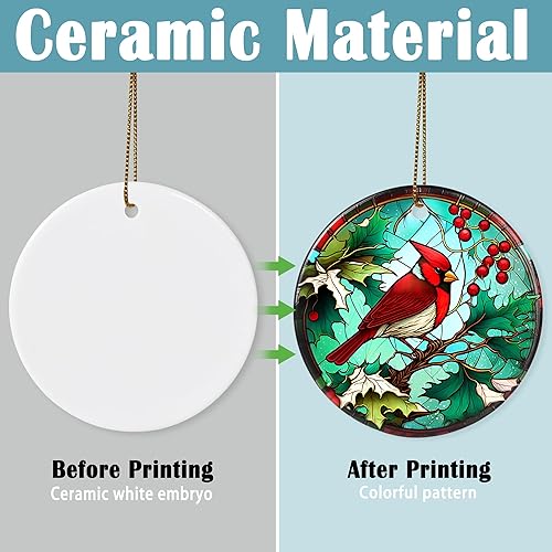 Miniatura 3 de Touber Adorno cardenal 2023, decoración de Navidad 2023, idea de regalo de vacaciones, recuerdo de reliquia, cerámica redonda, regalo de bolas,