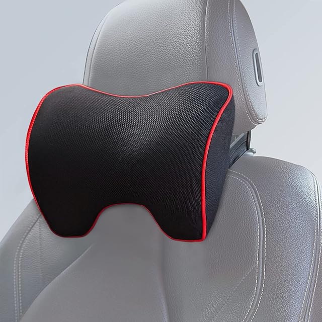 Car Headrest Pillow Memory Foam - ZATOOTO Car Neck Support for Driver or Passenger, Adjustable Strap,Washable Cover,Comfortable, Breathable and SoftRed
