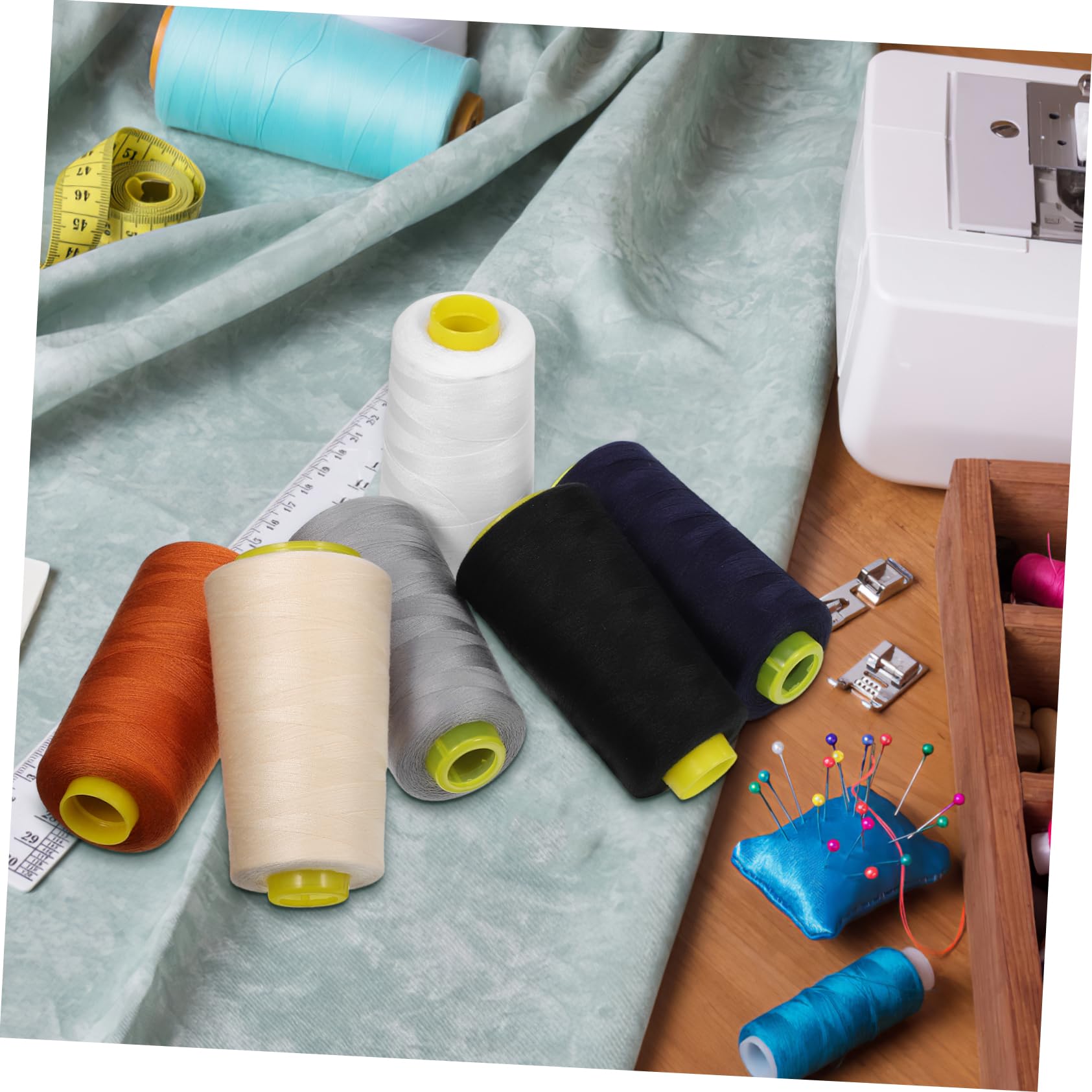 HOMSFOU 3 Series Hilo De Poliéster De Hilo De Yardas Resistente Decoloración Compatible Con Mano Y Máquina 6 Piezas*3