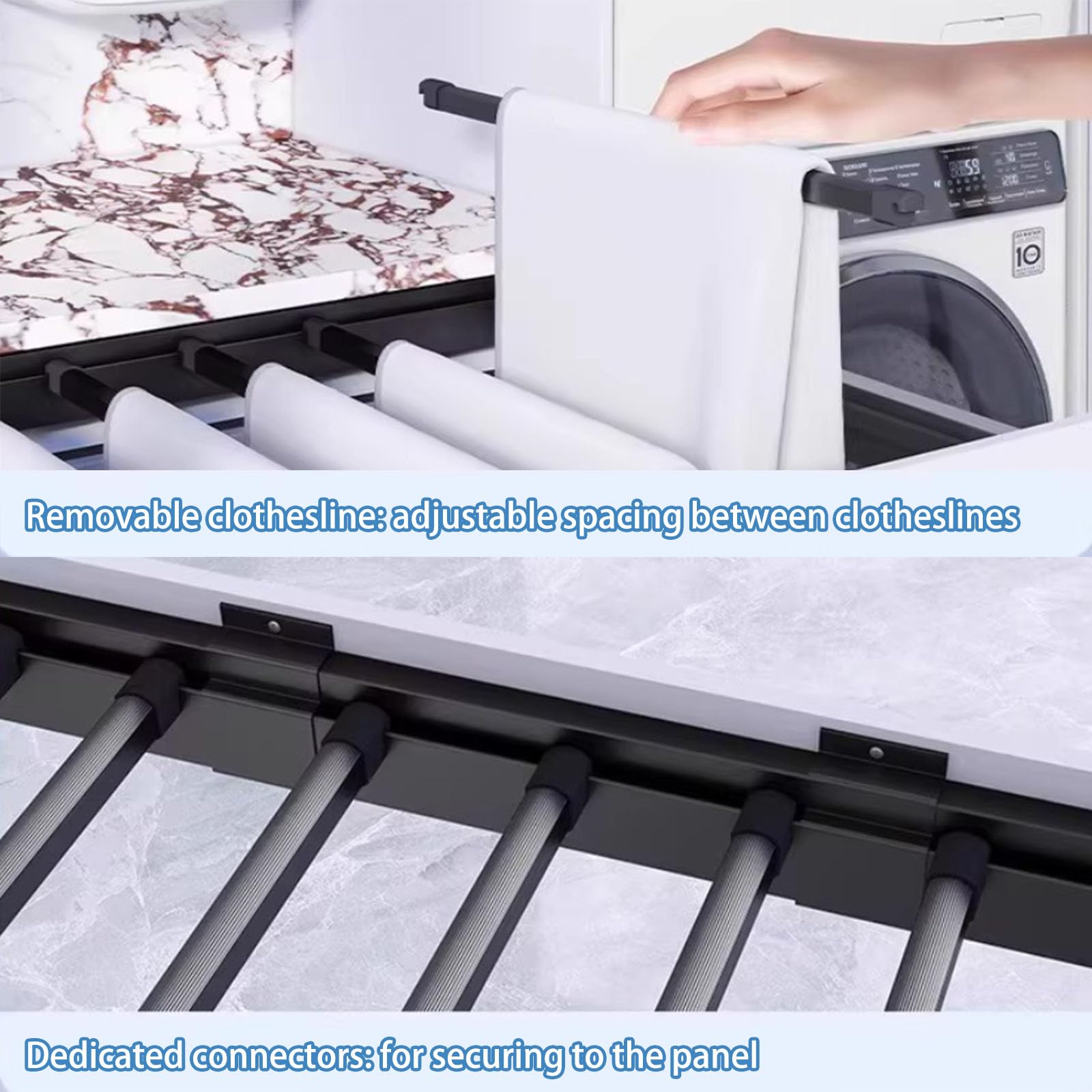 Versteckter, ausziehbarer Hosenständer für den Kleiderschrank, Wäscheständer über der Waschmaschine, Aluminiumlegierung, geräuschgedämpfte Schiene, längenverstellbar, Kleiderschrank-Organizer