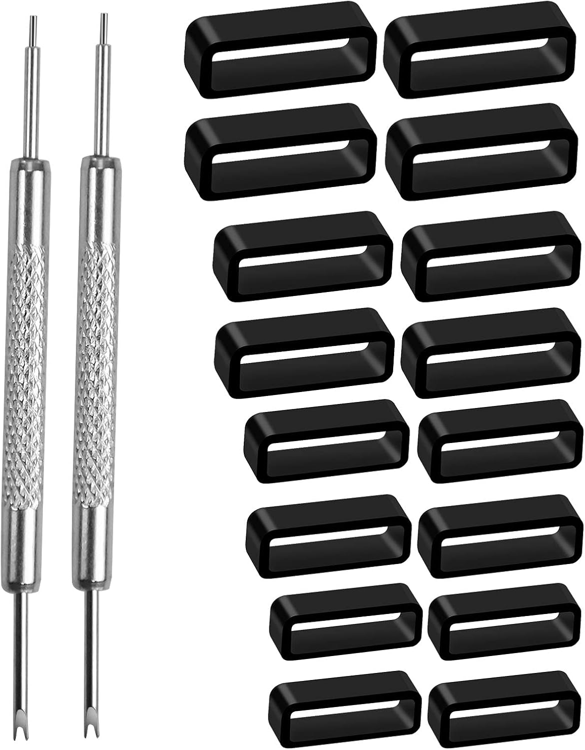 Tibapla 16 Pcs Rubber Watch Strap Loops, 18mm 20mm 22mm 24mm Watch