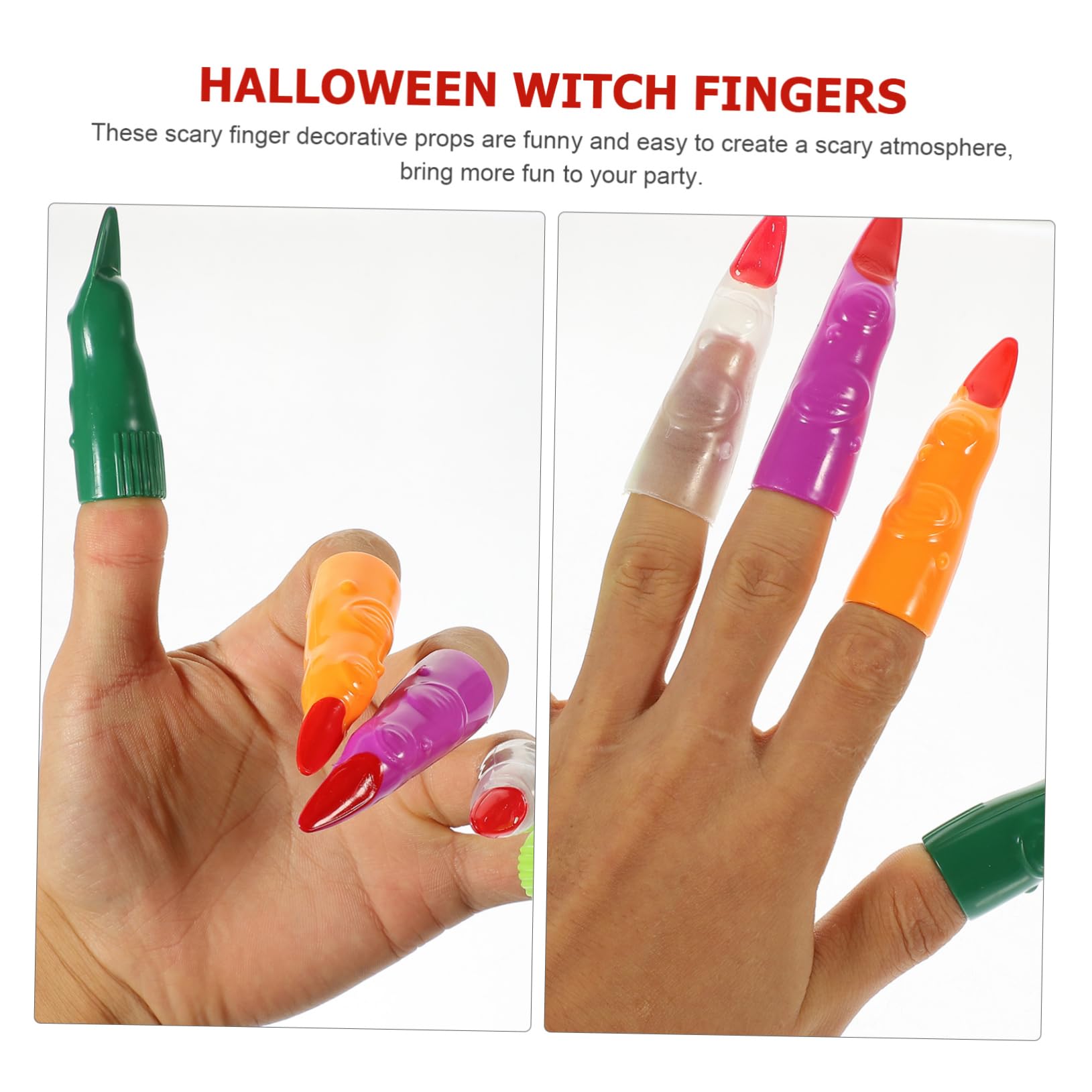 HONMEET Glow-in-The-Dark Nails 40pcs Halloween Witch Fingers Fake Plastic Nails for Cosplay Props