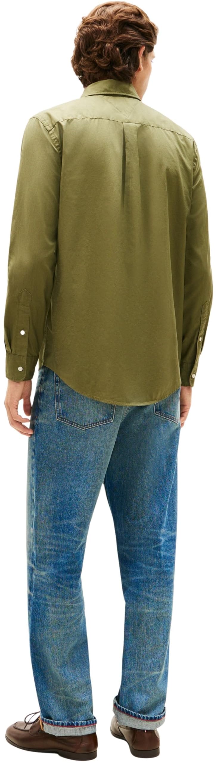Tommy Hilfiger Herren Hemd Flex Poplin Solid Regular Fit, Grün (Dark Artichoke), XS – Ansicht 2