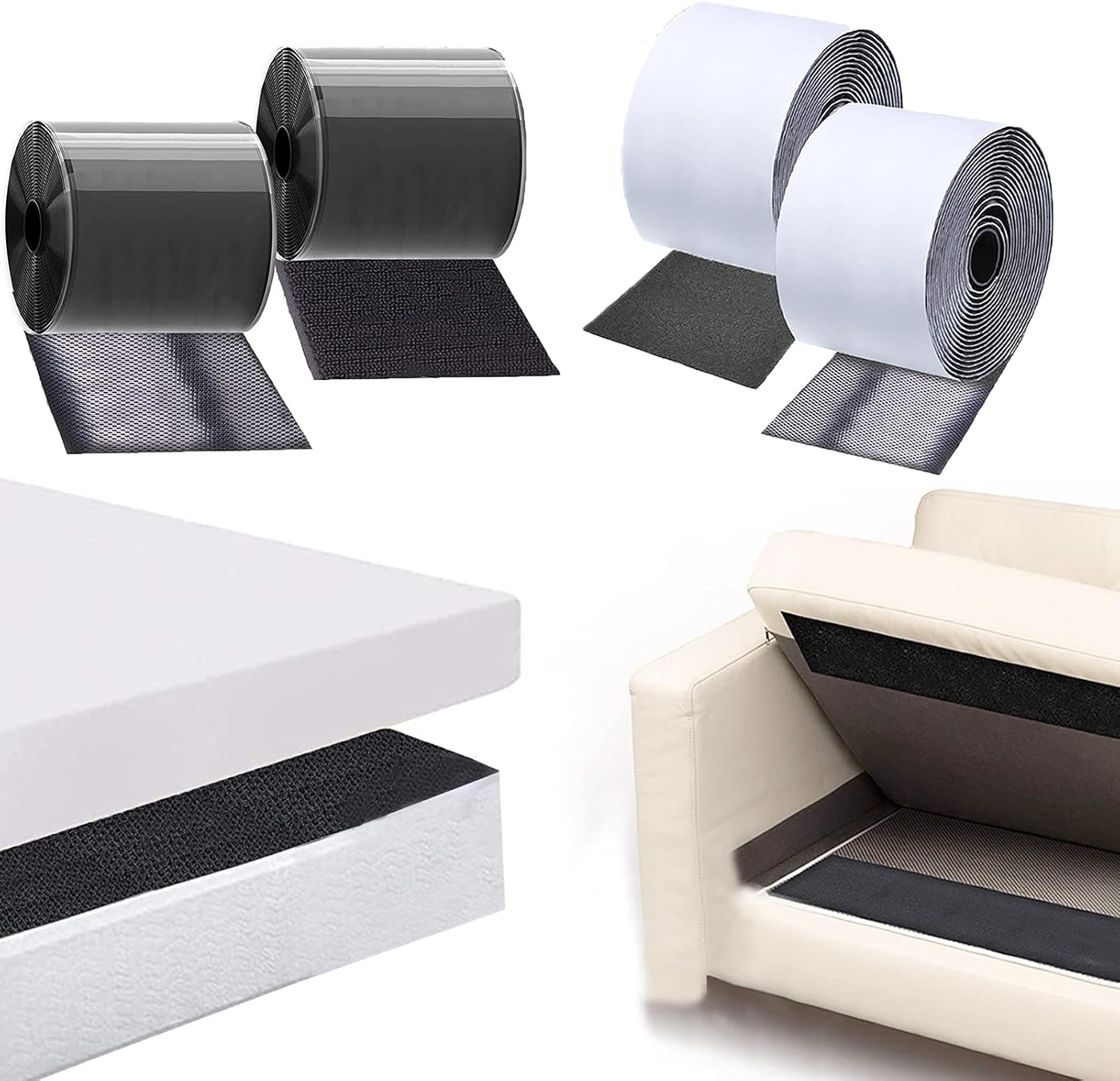 TEUVO Couch Cushion Non Slip Pads + Non Slip Mattress Pad