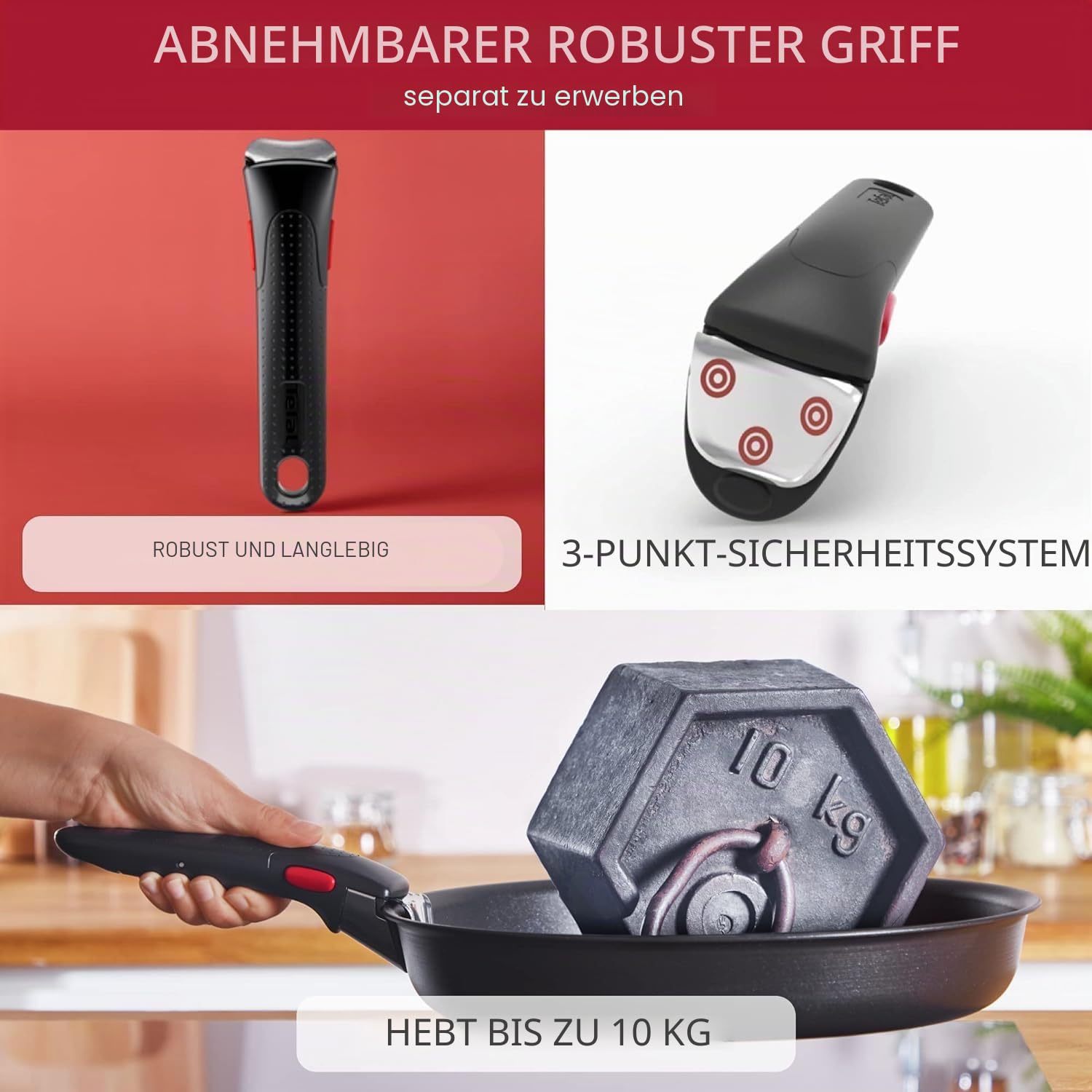 Lagostina Ingenio Essential Plus Wok-Wok Ø 28 cm, antihaftbeschichtete Aluminiumpfanne für Gas und Backofen, mit Thermosignal-Kochdisplay, nutzbar mit abnehmbarem Griff