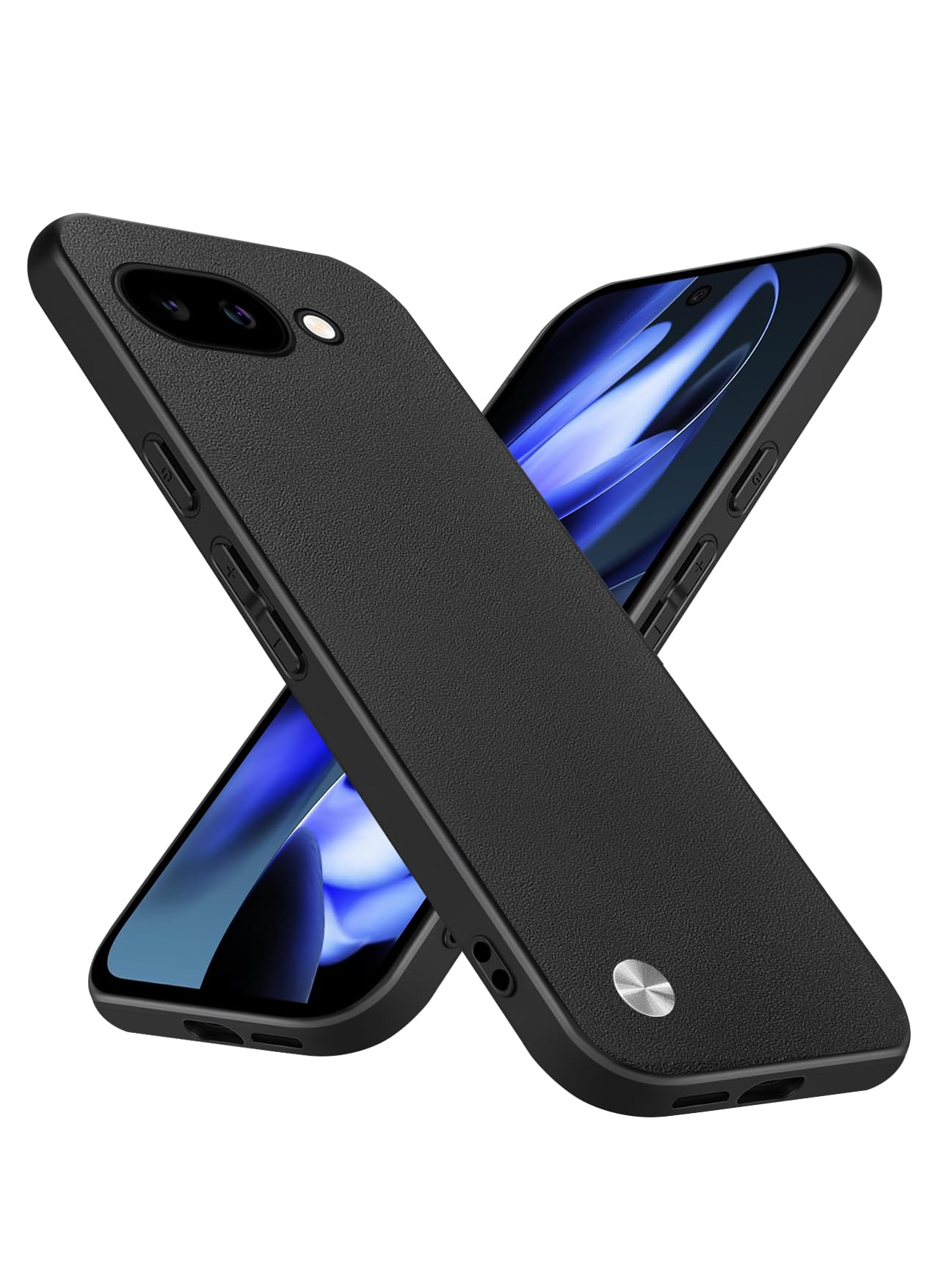 Puxssul Slim Fit Case for Google Pixel 9a 6.3-Inch 2025, Soft TPU Edges + Faux Leather Back Cover, Anti-Fingerprint Scratch Shockproof Camera