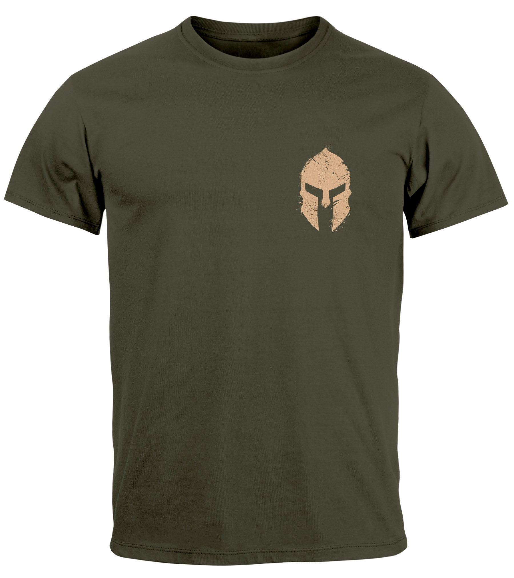 Neverless Herren T-Shirt Logo Print Sparta-Helm Spartaner Gladiator Krieger WarriorFashion Streetstyle für Männer