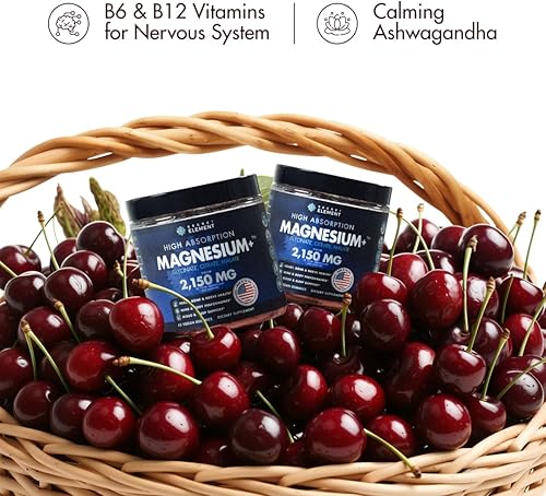 Miniatura 7 de Glicinato de magnesio 500 mg de gomitas de magnesio, suplemento de magnesio de alta absorción con Ashwagandha, raíz de remolacha, vitamina B6,