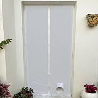 HOOMEE Ajtótömítés Mobil Klímákhoz Kipufogócső Hosszabbítóval, Zipzáras Fehér Tömítőfólia 90x210 cm 4