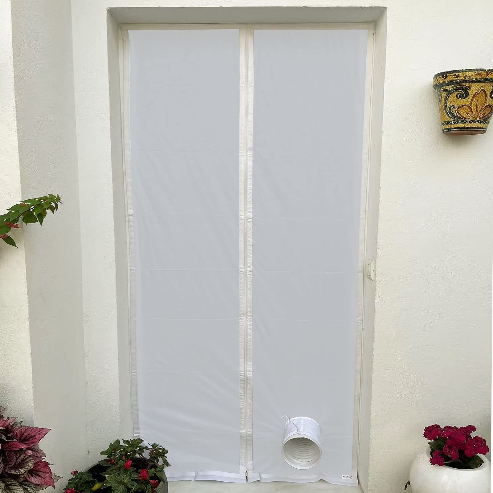 Aislante de Puerta HOOMEE para Aires Acondicionados Portátiles con Extensión de Manguera Cosida para Mayor Rendimiento de Enfriamiento, Menor Consumo de Energía, con Cremallera, 100x210cm