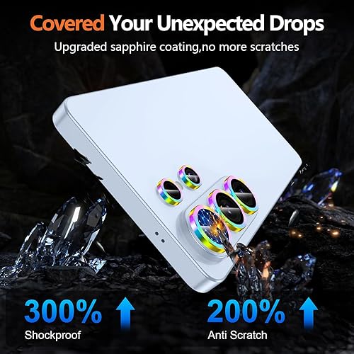 Vista 1223 de para Samsung Galaxy Z Flip 7 Protector de Lente de Cámara, Cubierta de Lente de Vidrio Templado con Anillo de Metal Individual, [Fuerte Adhesión] 1