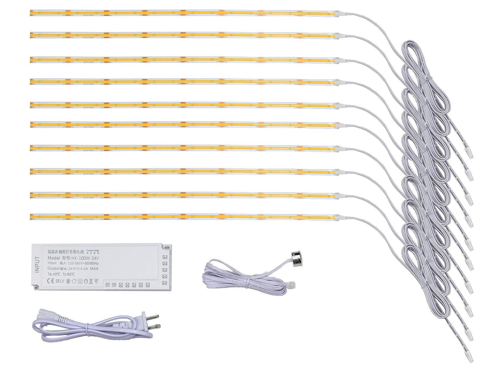 Under Cabinet Lighting Kit, Bright Under Cabinet Lights, Flexible Led Strip Lights with Transformer, for Cupboards, Closets Desk Counter, Natural , Totall 20ft (Natural White, 10 * 2Ft LED Strips)