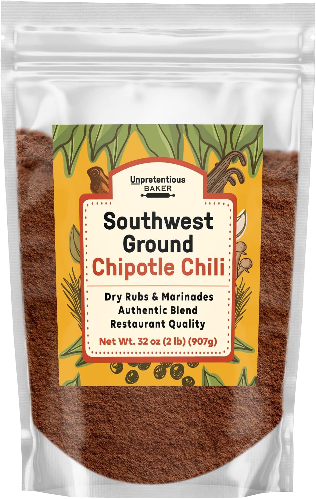 Unpretentious Southwest Ground Chipotle Chile (2 lb), Tex-Mex, Use for Dry Rubs & Marinades, Rich Full Flavor