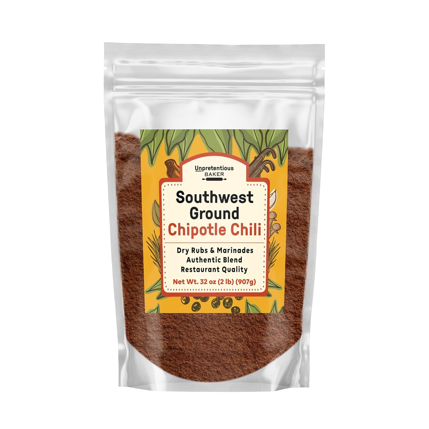 Unpretentious Southwest Ground Chipotle Chile (2 lb), Tex-Mex, Use for Dry Rubs & Marinades, Rich Full Flavor