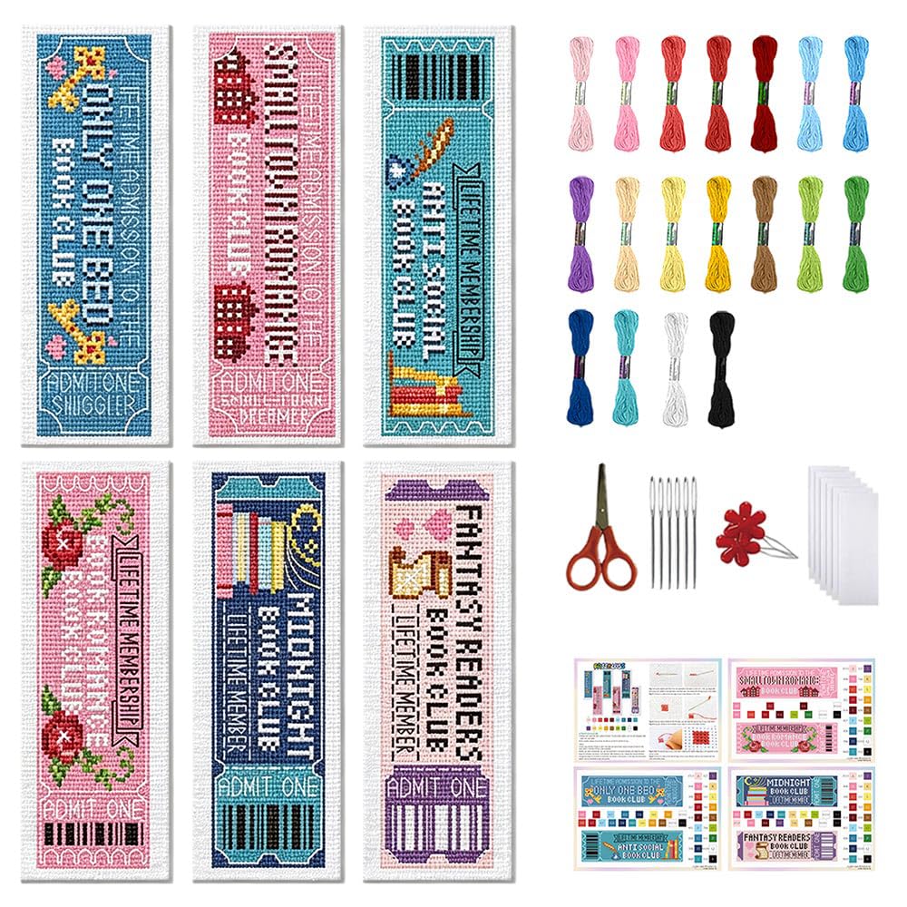 FREEBLOSS Cross Stitch Bookmark Kits - 6 Sets -9