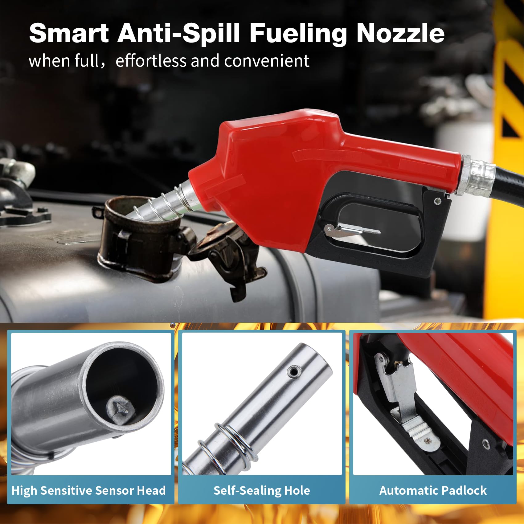 DOCAS 12V 175W Pompa Travaso per Diesel 45L/min, elettrica pompa,pompa di aspirazione dell'olio con Pistola, Filtro e Tubi per Diesel Kerosene