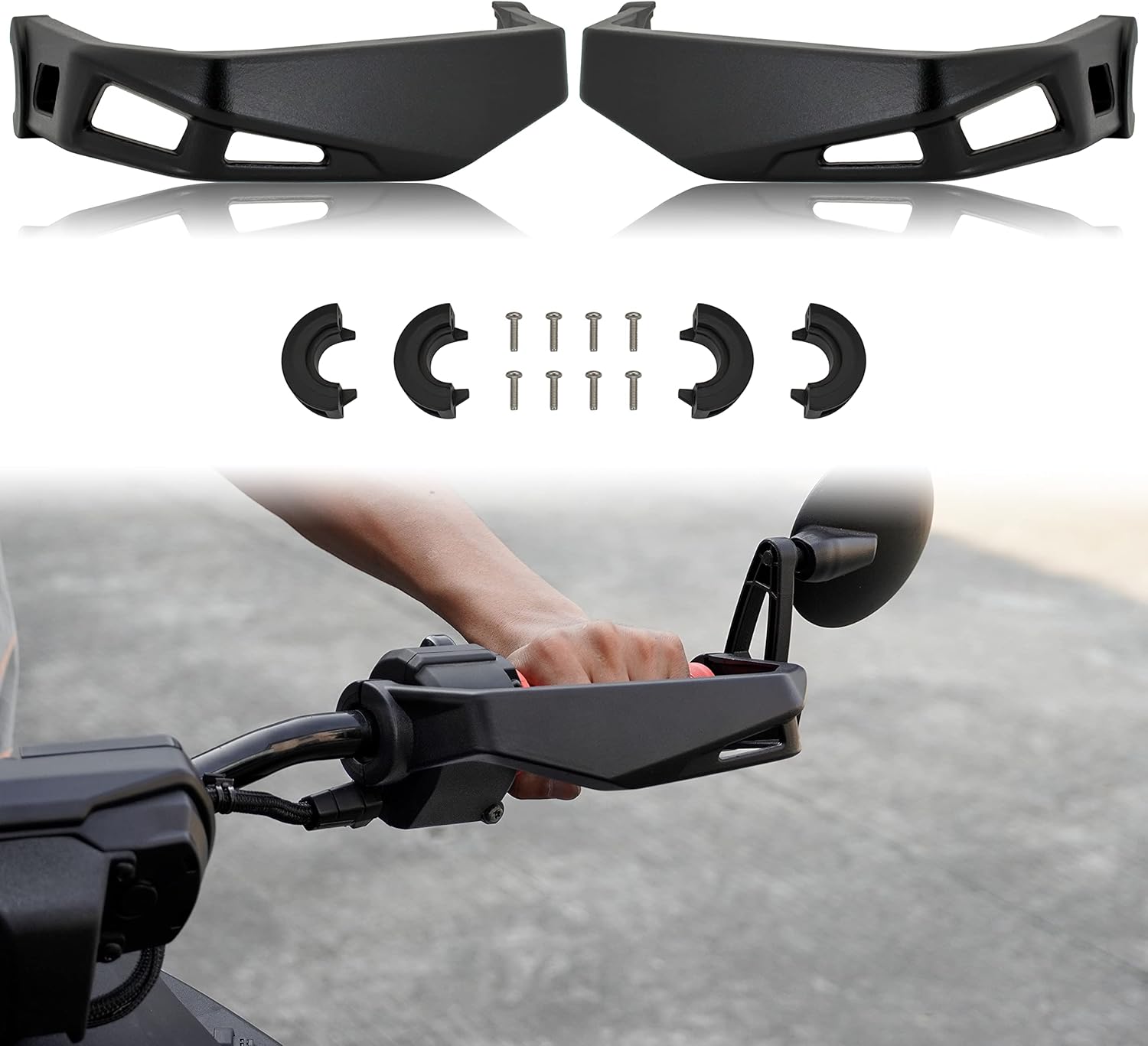 Aluminum Handguards Protector for Can Am Ryker 600 900 Sport & Rally Edition Accessories, Black Handlebars Hand Guards Protector Kit Replace #219400998