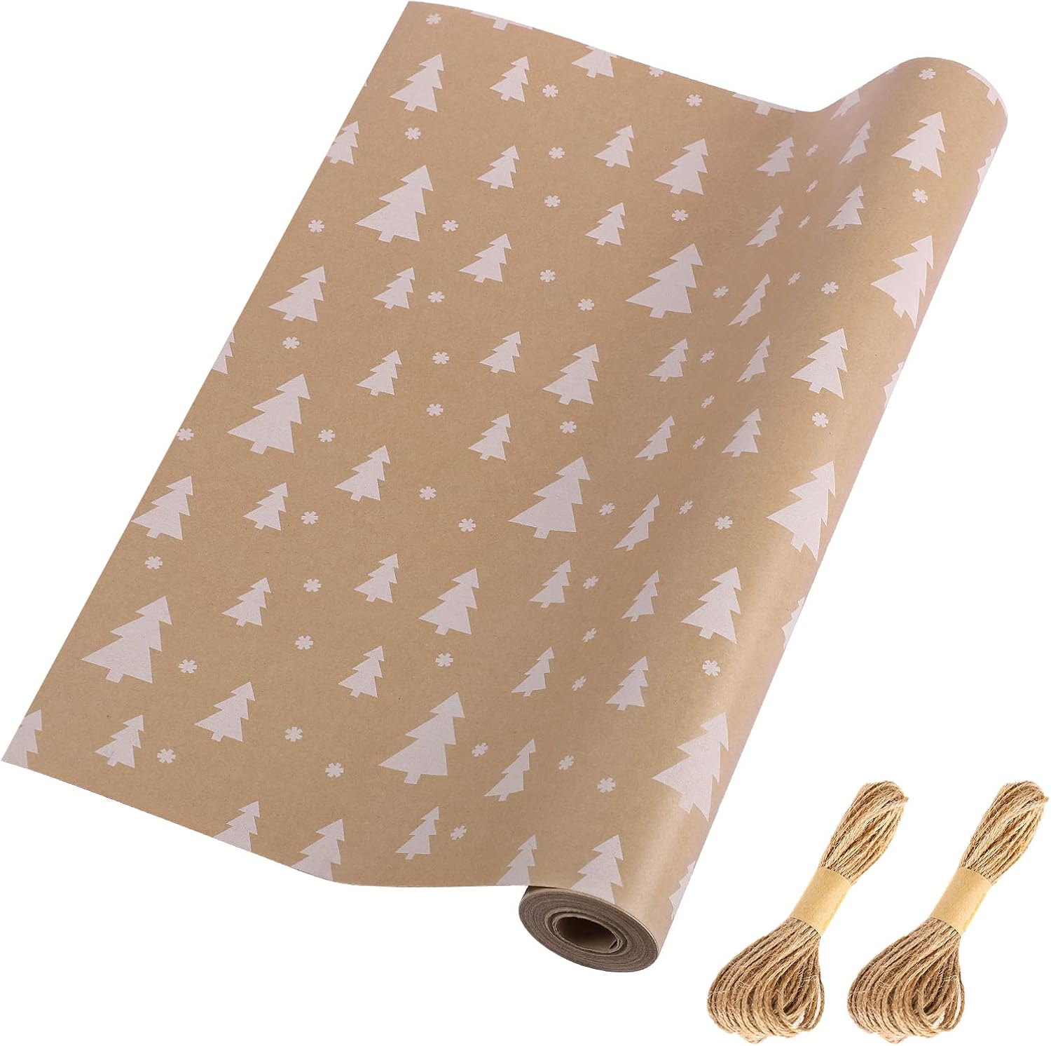 HBell Chirstmas Wrapping Paper Roll,43cm x 15m Gift Wrapping Paper,Brown Kraft paper Roll,Perfect for Birthday,Holiday,Baby Shower Xmas Gift Wrap (Xmas Tree)