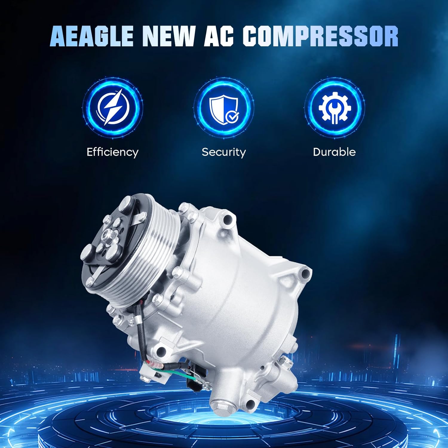 Air Conditioning Compressor & A/C Clutch for Acura RDX 2.3L 2007-2012, for Honda Civic Si 2.4L 2012-2015, for Honda CR-V 2.4L 2007-2014, 4717053 38810RWCA03 4717056