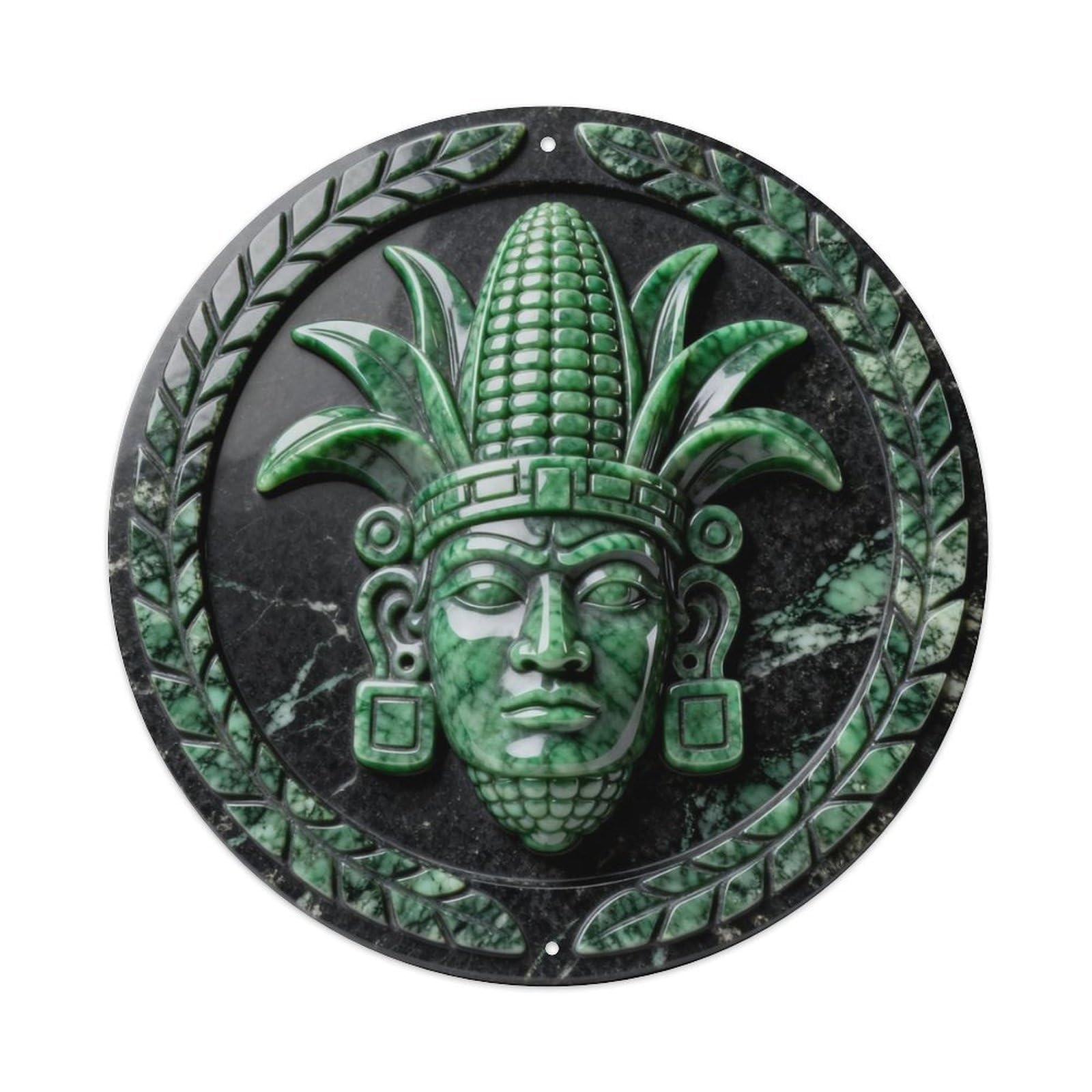 Maya Corn God Crown Leaf Metal Tin Sign Plaque
