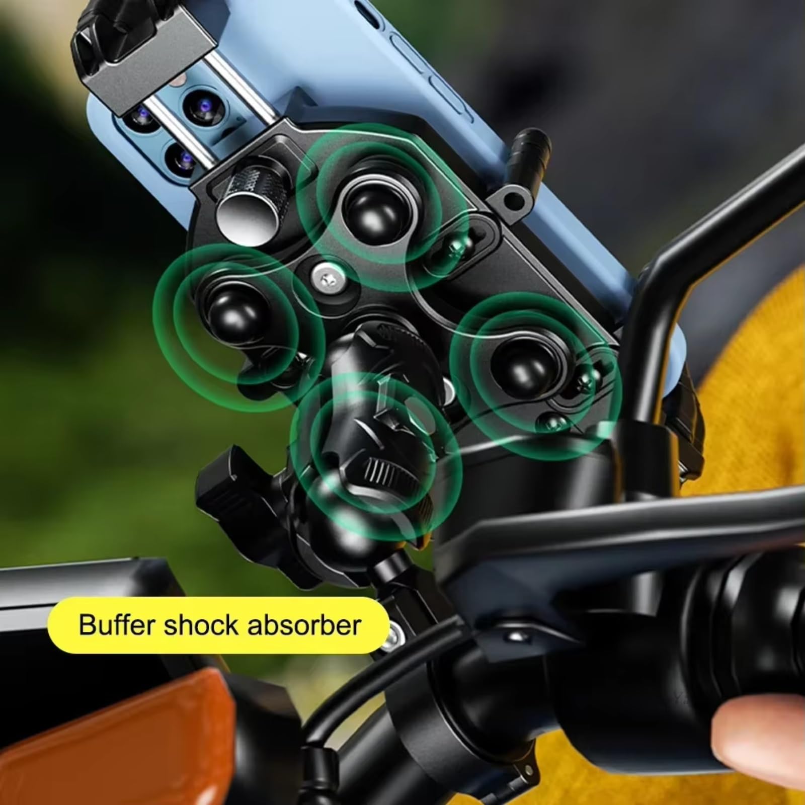 Moto Support Téléphone Support Téléphone pour Moto avec Amortisseur Vibrations Antivol pour Guidon Vélo 54 À 72 Pouces(D)