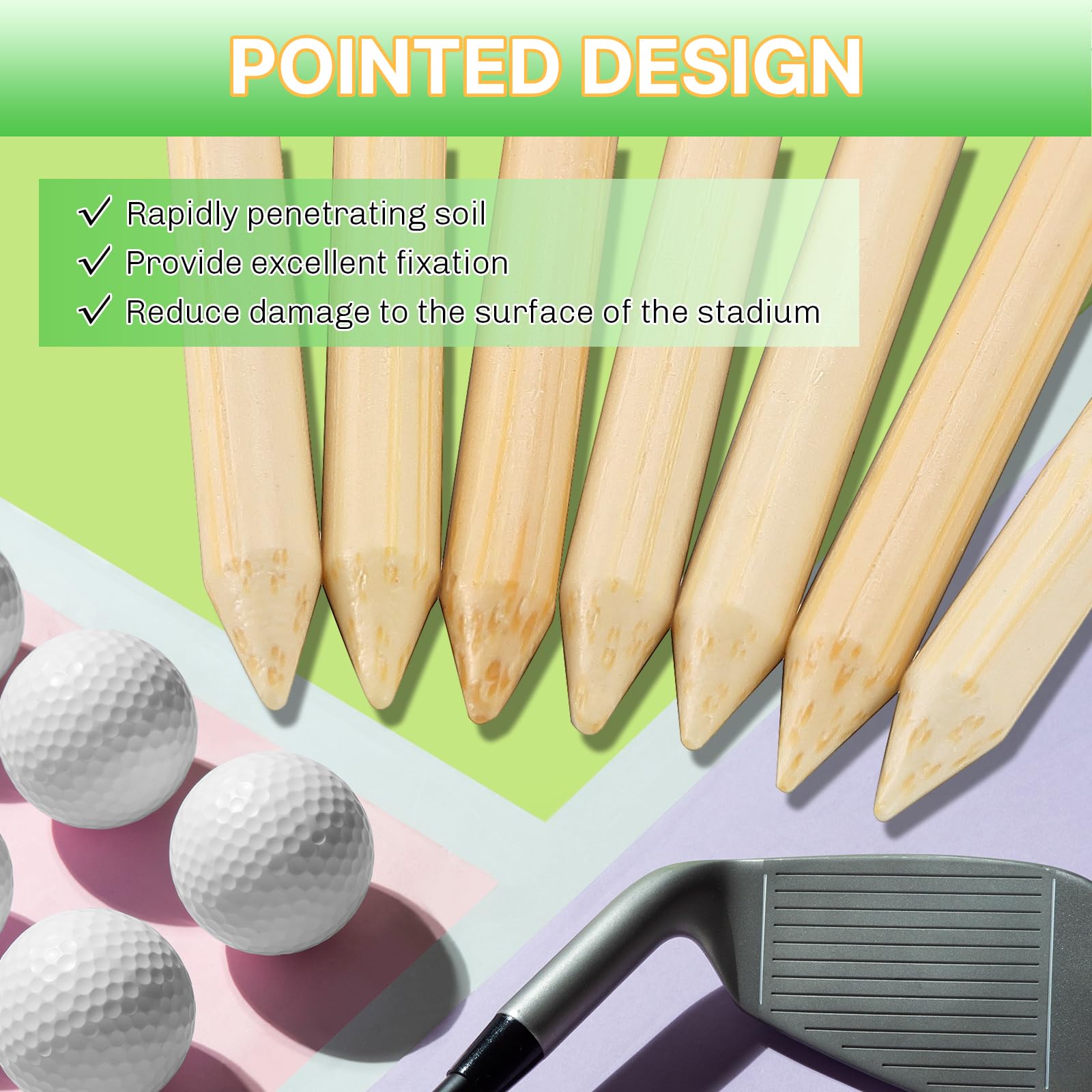 Camisetas de golf de bambú, 1000/500/250 piezas de 2-3/4 y 3-1/4 pulgadas de longitud, camisetas de golf de bambú, 7 veces más fuertes que las de madera, reducen la fricción y el giro lateral