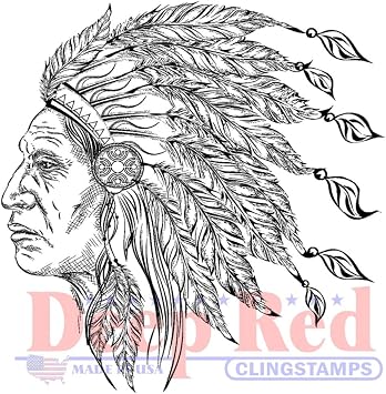 Deep Red Indian Chief Rubber Cling Stamp